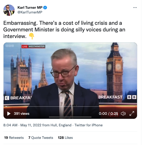 Labour MP Karl Turner was among the voices criticising Gove&#39;s performance. (Twitter)