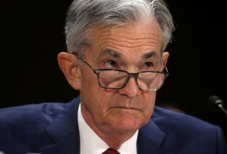 FILE PHOTO: Federal Reserve Board Chairman Jerome Powell testifies on Capitol Hill in Washington DC