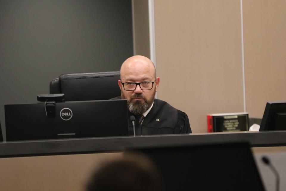 Ninth Judicial District Judge Fred Van Soelen hears arguments during a gerrymandering trial, Sept. 27, 2023 in Lea County District Court.