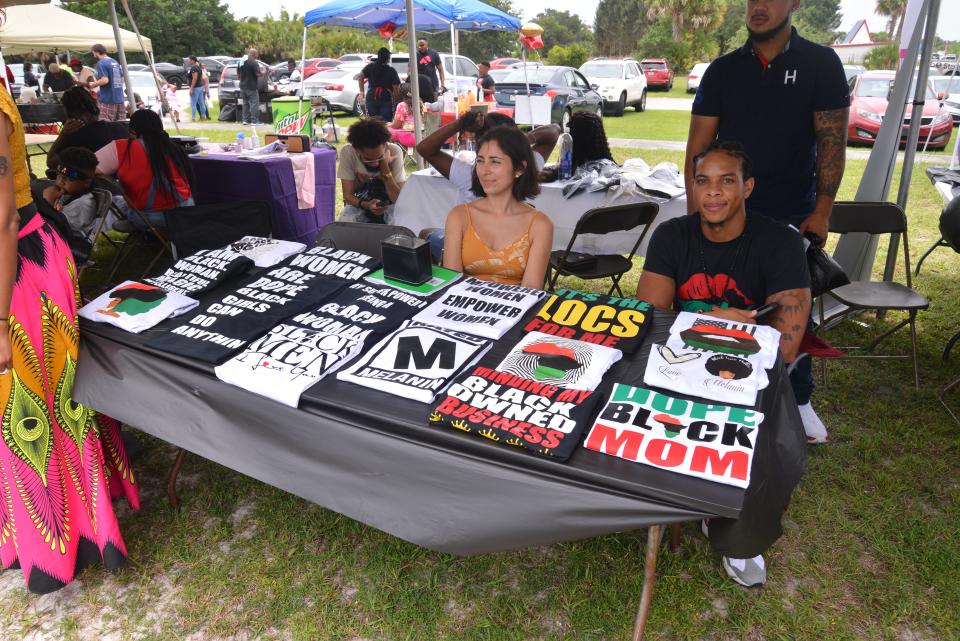 Vendors offer products celebrating Black identity at last year’s Juneteenth celebration in Melbourne.