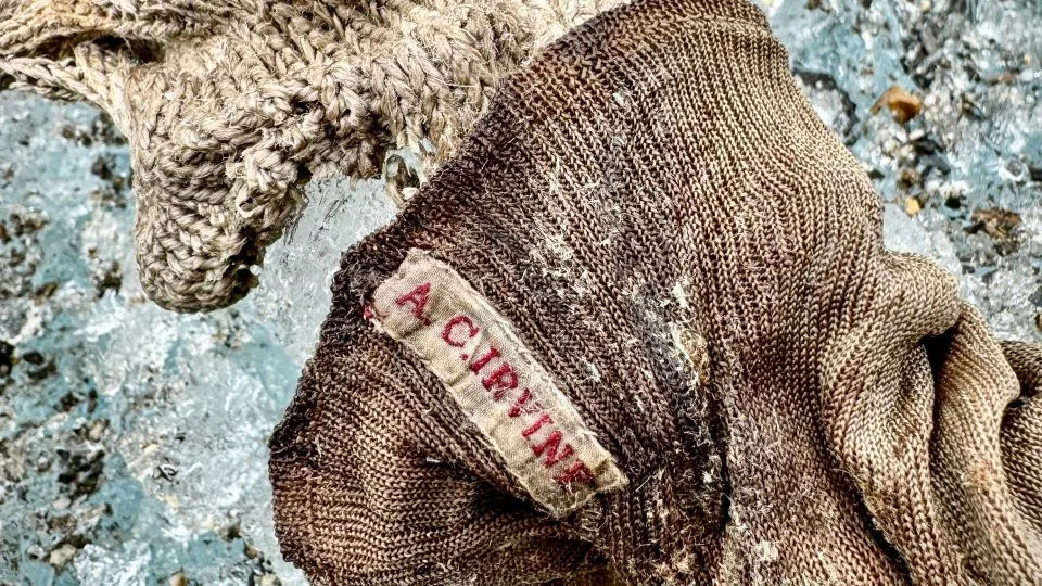 The sock was labeled with the name "A.C. Irvine." - Jimmy Chin/National Geographic/PA Media