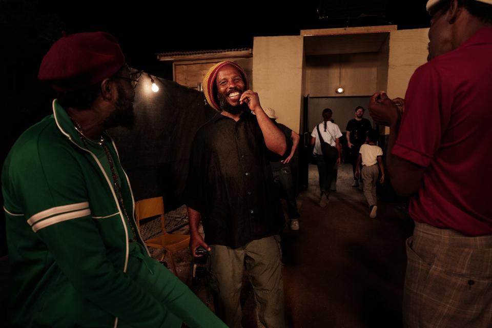 Producer Ziggy Marley laughs during a break in filming "Bob Marley: One Love," about his father. The Marley family was integral to making sure the movie captures the reggae icon's life.