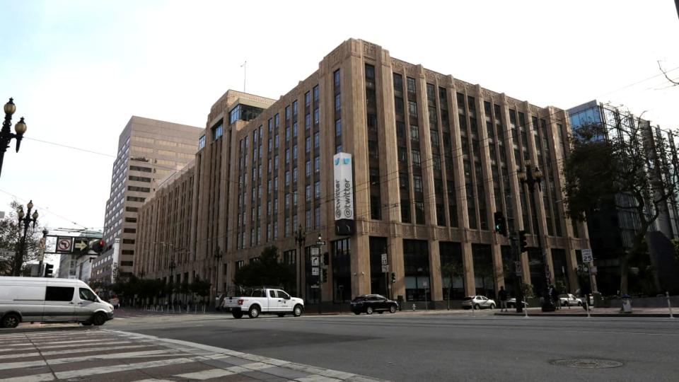 <div class="inline-image__caption"><p>Twitter headquarters in downtown San Francisco, California, on Nov. 4, 2022.</p></div> <div class="inline-image__credit">Nathan Frandino/Reuters</div>