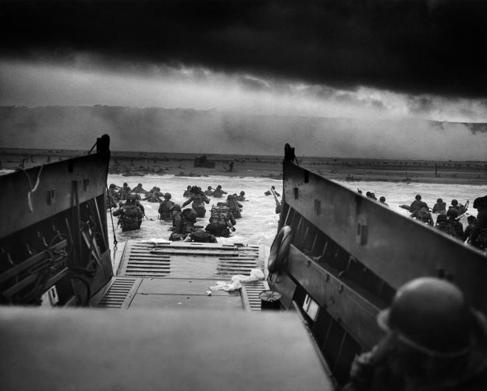 U.S. troops wading through water after reaching Normandy, France, and landing on Omaha Beach on D-Day, June 6, 1944. (Photo: Universal History Archive/UIG via Getty Images)