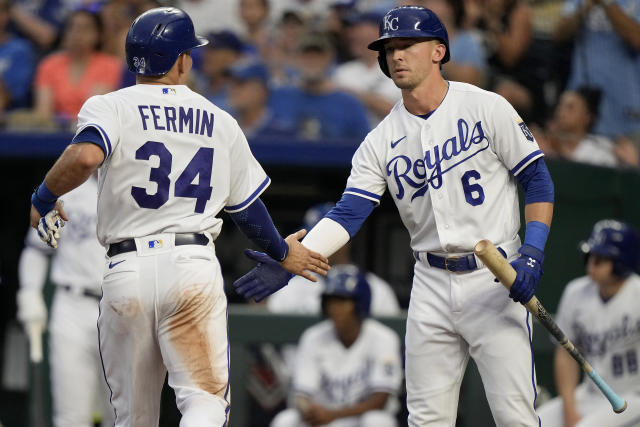 KANSAS CITY, MO - MAY 23: Detroit Tigers right fielder Matt Vierling (8) as  seen during an MLB game between the Detroit Tigers and the Kansas City  Royals on May 23, 2023