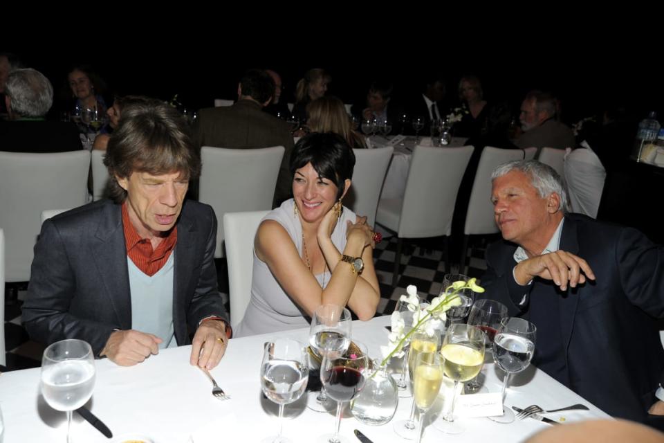 <div class="inline-image__caption"><p>Mick Jagger, Ghislaine Maxwell and Larry Gagosian attend Ed Ruscha Psycho Spaghetti Westerns Opening Dinner at Mr. Chow on February 24, 2011 in Beverly Hills, CA. </p></div> <div class="inline-image__credit"> Patrick McMullan/Patrick McMullan via Getty</div>