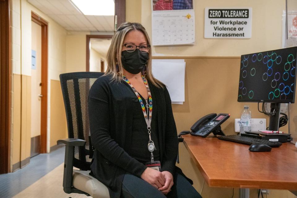 Tiffany Sky is a receptionist at the Wequedong Lodge in Thunder Bay, Ont. She says she cares deeply about the clients who stay there but is now worried about losing her job due to financial pressures the lodge is facing.