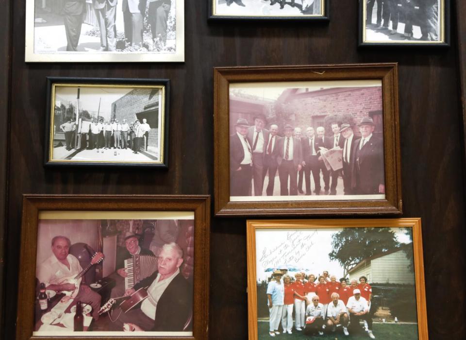 Old photographs hang inside the Garibaldina Society.