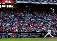 Kris Medlen #54 of the Atlanta Braves pitches in the third inning against the St. Louis Cardinals during the National League Wild Card playoff game at Turner Field on October 5, 2012 in Atlanta, Georgia. (Photo by Kevin C. Cox/Getty Images)