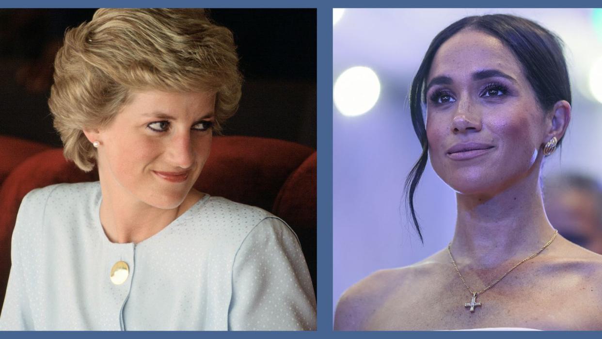 meghan wearing princess diana jewelry