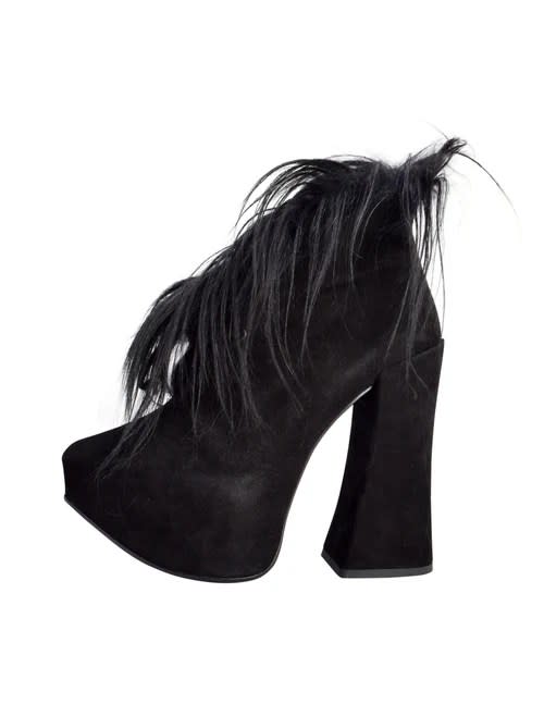Vivienne Westwood black suede and faux fur platform ankle boots