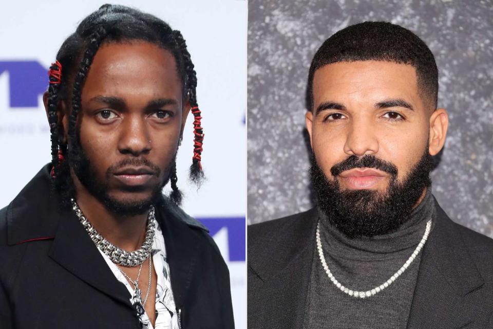 <p>Matt Baron/Shutterstock; Mike Marsland/WireImage</p> Kendrick Lamar; Drake