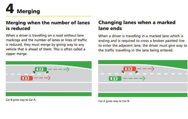 The Drivers Licence Handbook explains the merging rules. Photo: RMS