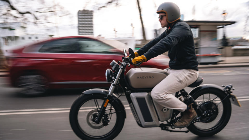 Riding the Maeving RM1 electric motorcycle.