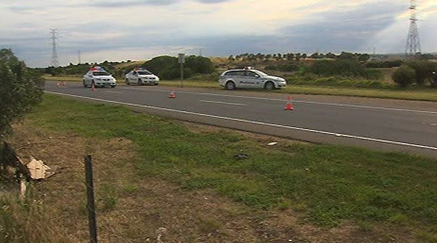 Police at the scene where the man was found on the Salisbury Highway.