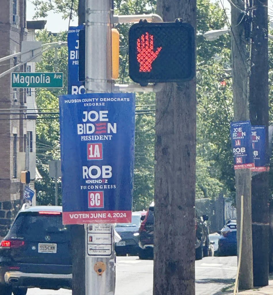 Menendez’ signs blanket parts of Jersey City. Obtained by The New York Post