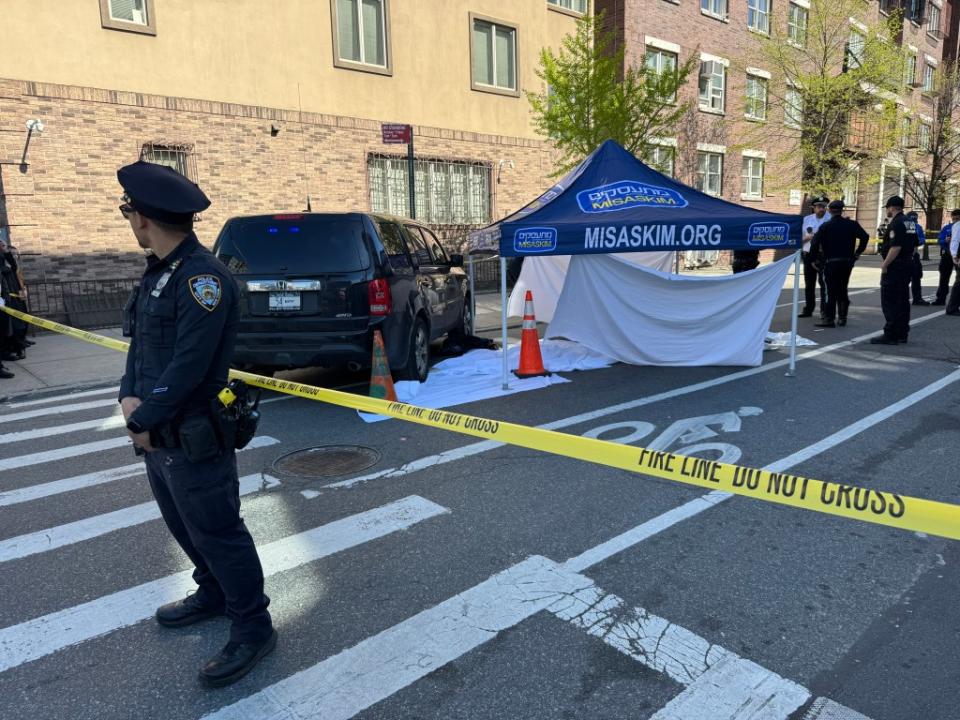 The scene where a female child was fatally struck by a vehicle in Brooklyn. Peter Gerber