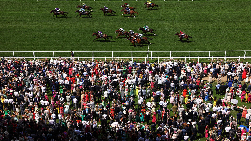 Runners and riders in the Norfolk Stakes during day three of Royal Ascot 2023
