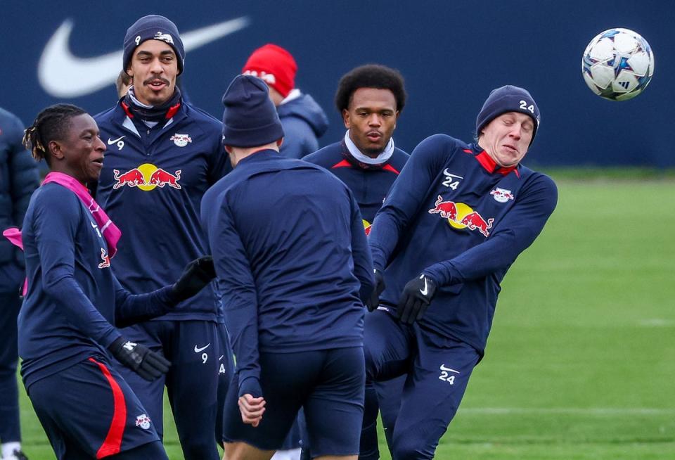 RB Leipzig squad train ahead of the game (AP)