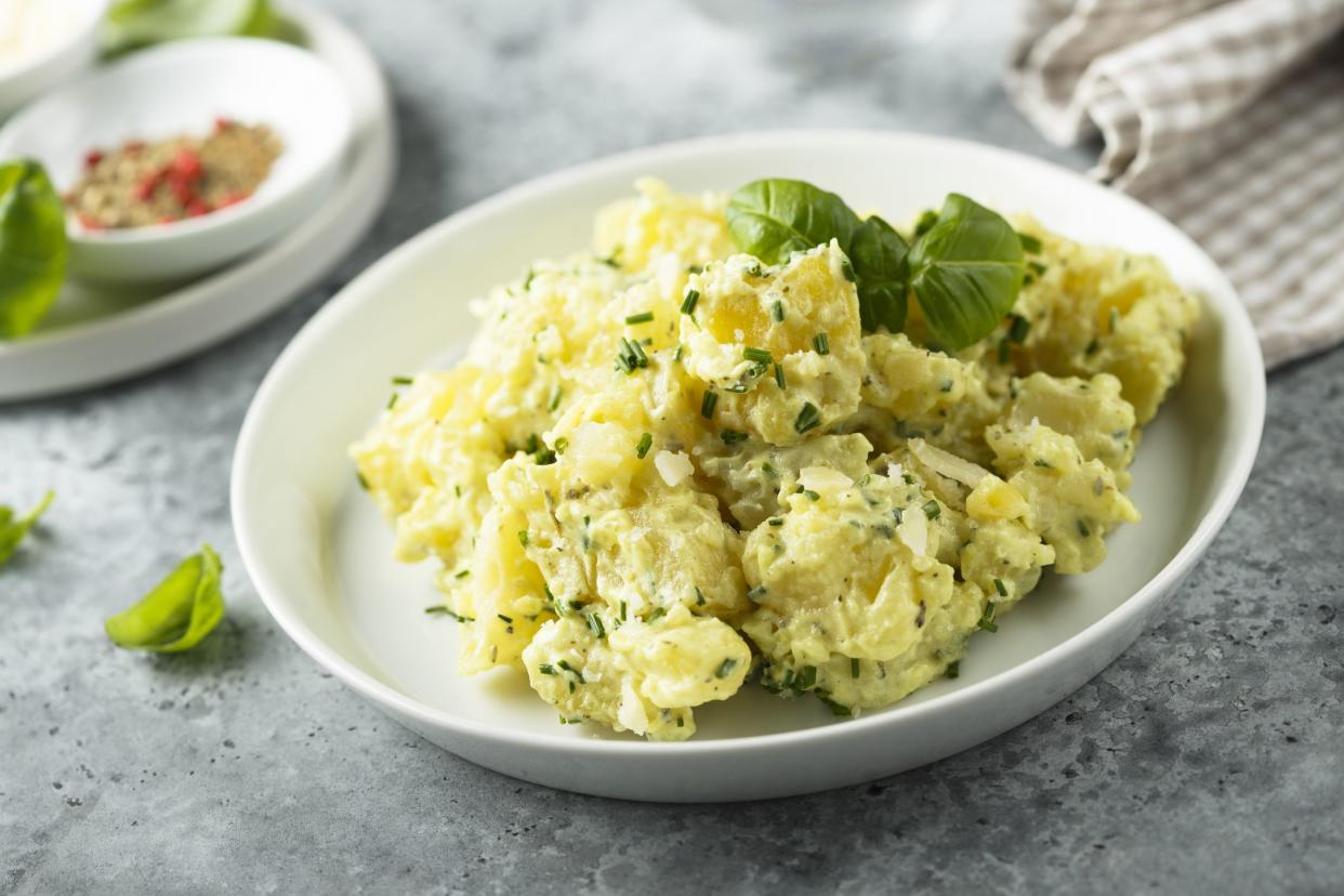 Homemade potato salad with herbs