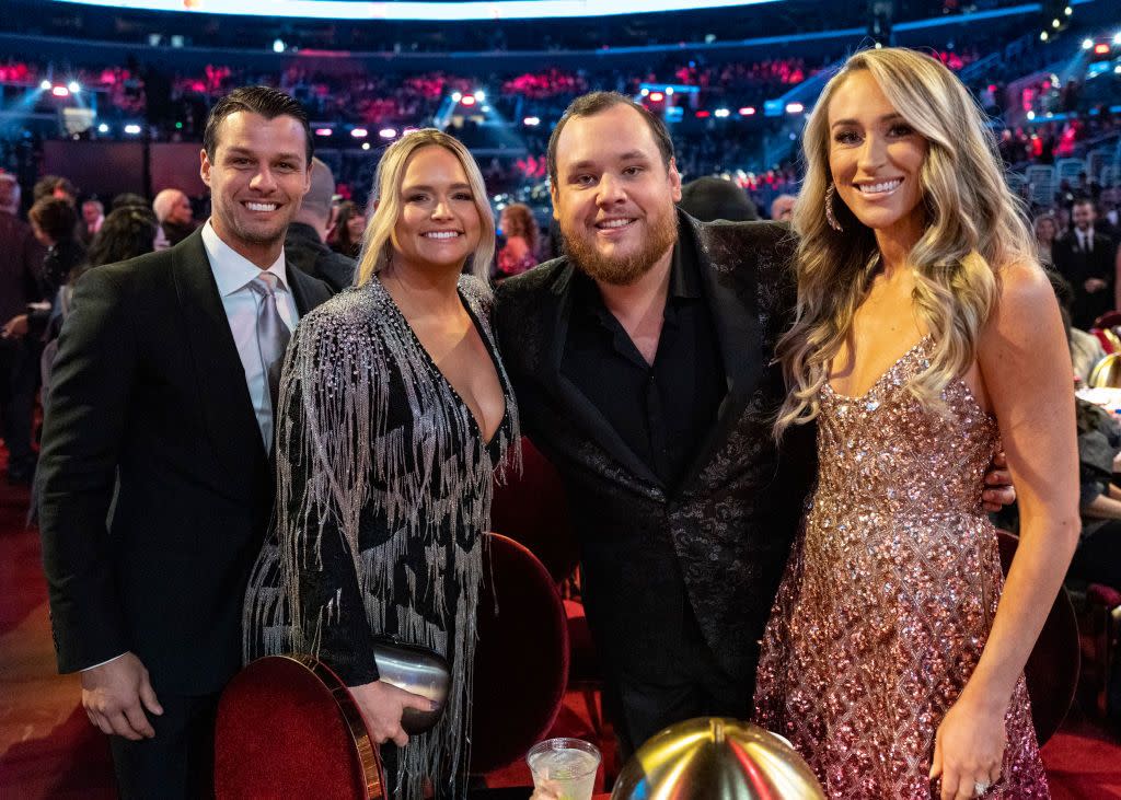 brendan mcloughlin, miranda lambert, luke combs and nicole combs seen during the 65th grammy awards