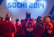 Members of Canada's Olympic Team attend a welcoming ceremony for the team in the Athletes Village, at the Olympic Park ahead of the 2014 Winter Olympic Games in Sochi February 5, 2014. REUTERS/Shamil Zhumatov (RUSSIA - Tags: SPORT OLYMPICS)