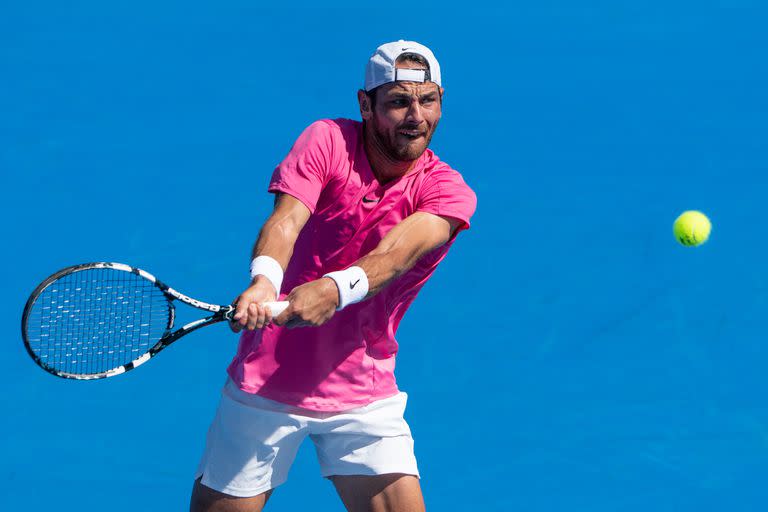 Matija Pecotic en uno de los partidos de la qualy de Delray Beach 