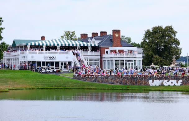 PHOTO: A general view of the fans watching play on the 16th and 18th holes during day three of the LIV Golf Invitational - Bedminster at Trump National Golf Club Bedminster on July 31, 2022 in Bedminster, N. J. (Chris Trotman/liv Golf/via Getty Images, FILE)