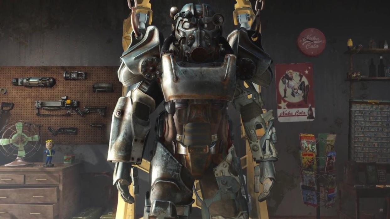  Fallout 4 power armor in repair rig. 