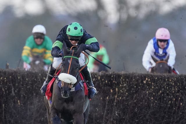 First Flow clears the last to win The Matchbook Betting Exchange Clarence House Chase at Ascot