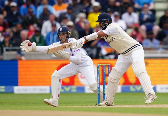 India’s Cheteshwar Pujara on his way to an unbeaten half-century 