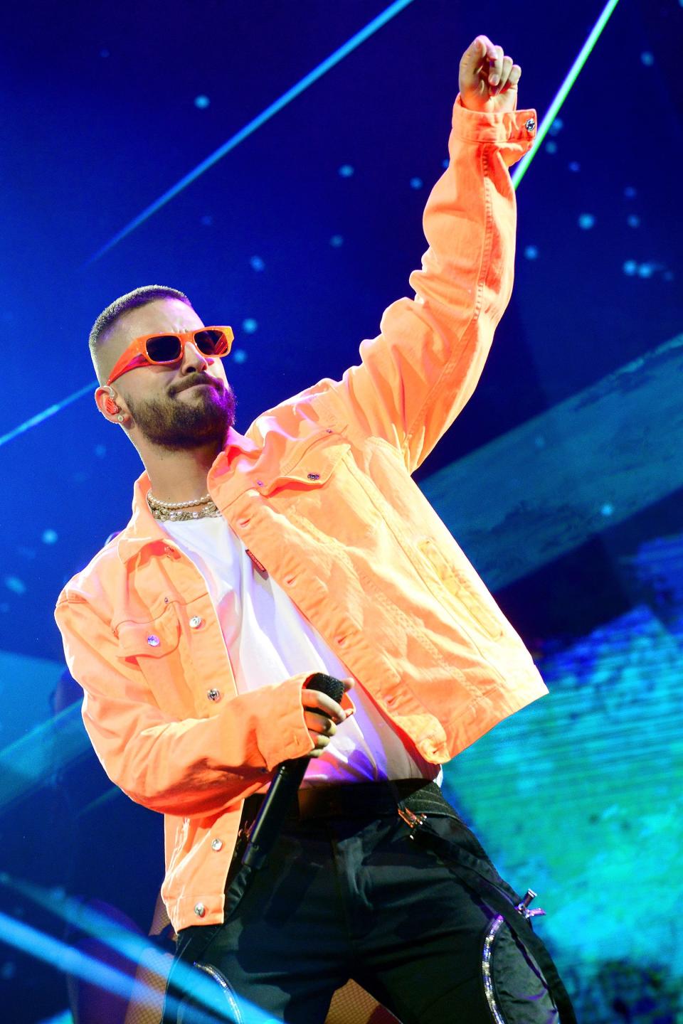 Maluma brightens the night on Thursday during his performance at the Amway Center in Orlando.