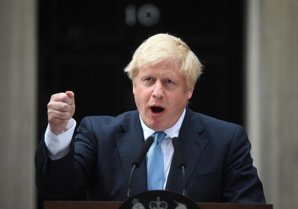 Prime Minister Boris Johnson speaking outside his official residence in London's Downing Street. (PA)