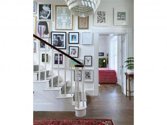 Lisa Dawson's gallery wall on her staircase at home