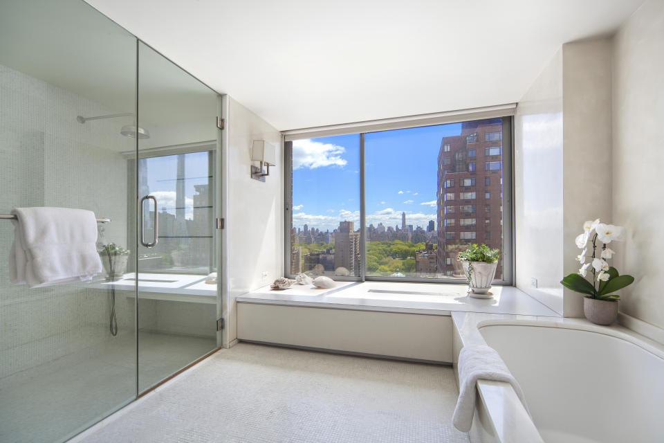 Bath inside Liam Neeson's five-bedroom condo on the Upper West Side, listed with Corcoran Group's Deborah Grubman for $12.75 million.