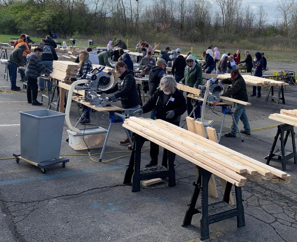 Recently, a group of 65 volunteers met at the 2|42 Community Church Monroe Campus on Telegraph Road to build single bunk beds for children in need. The Sleep in Heavenly Peace event was organized by Tim Taylor of Monroe.