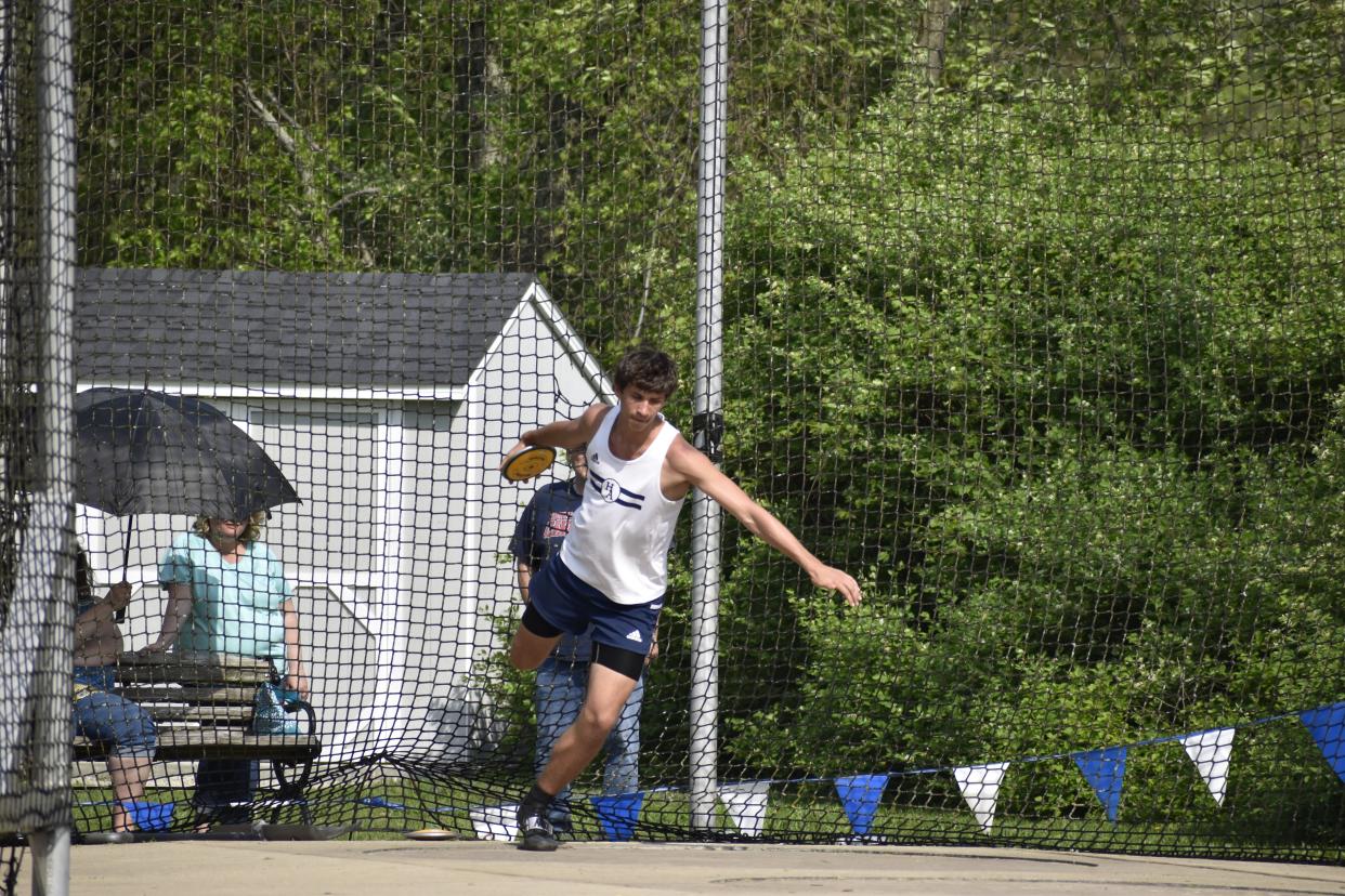 Hillsdale Academy senior Dominic Scharer (from last season) is still No.1 in the Area Best Rankings and is at the top of the latest state standings for Division 4 discus.
