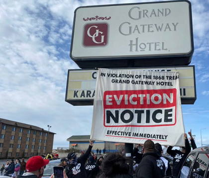 <em>Eviction notice went up on Saturday. (Photo/NDN Collective Twitter)</em>