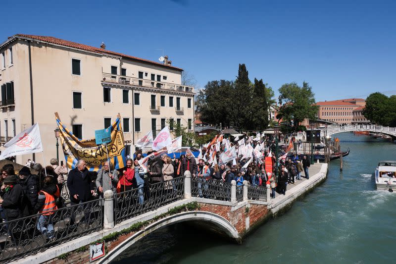 Protest against the introduction of the registration and tourist fee to visit the city of Venice