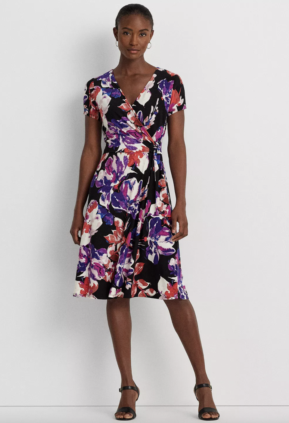 Lauren Ralph Lauren Women's Floral Stretch Jersey Surplice Dress