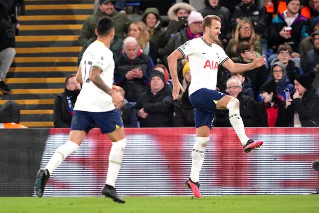 Harry Kane celebrates his opening goal