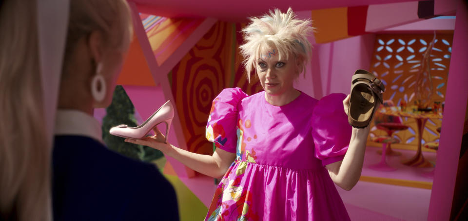 This mage released by Warner Bros. Pictures shows Kate McKinnon in a scene from "Barbie." (Warner Bros. Pictures via AP)