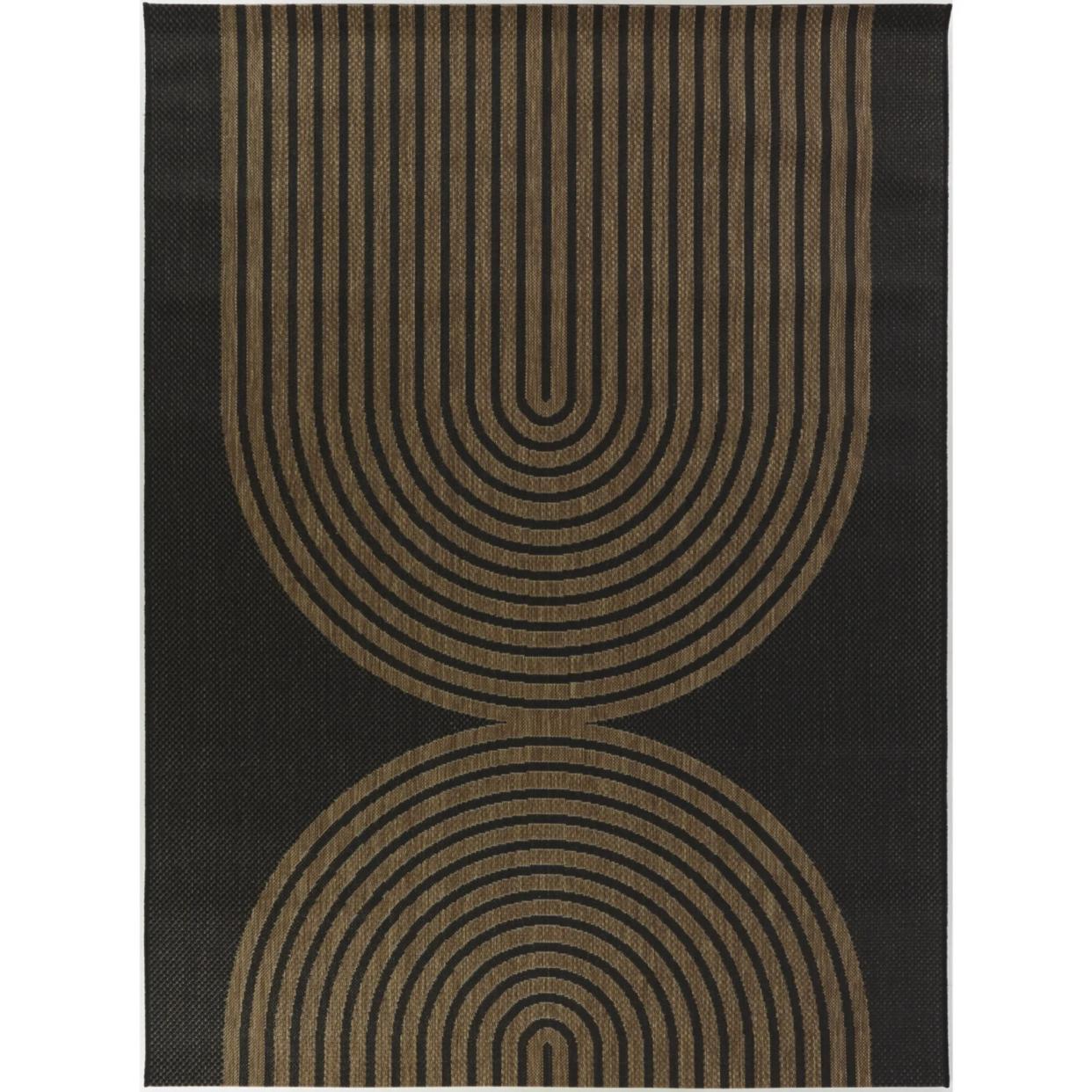 Mina Geometric Flatweave Black/Brown Area Rug