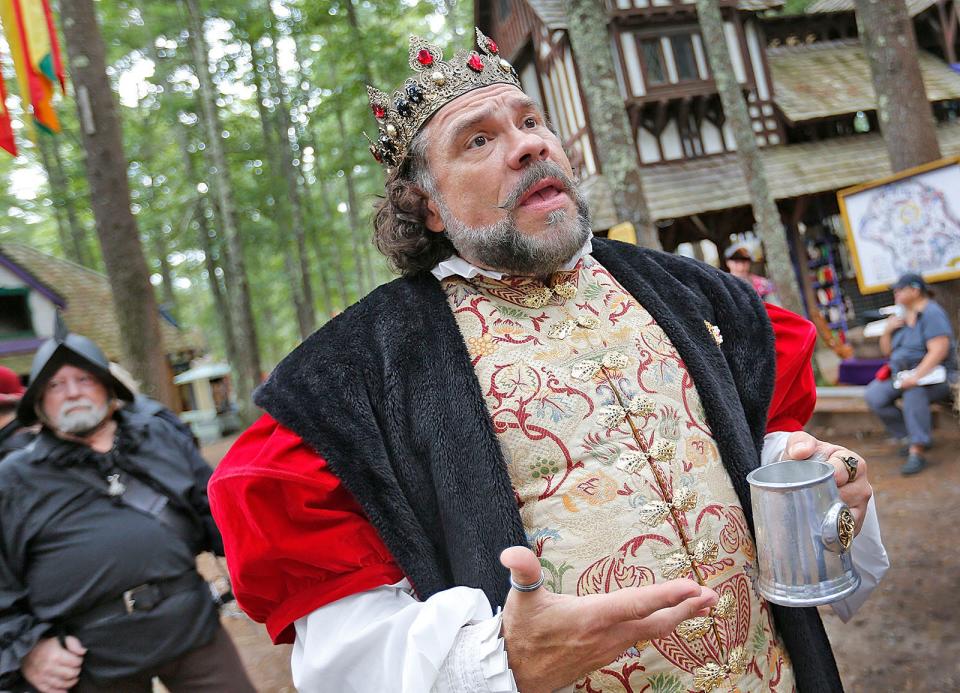 Kirk Simpson, who played King Richard in 2021, at the Renaissance themed festival in Carver, returns for its 41st season on Sept. 3.