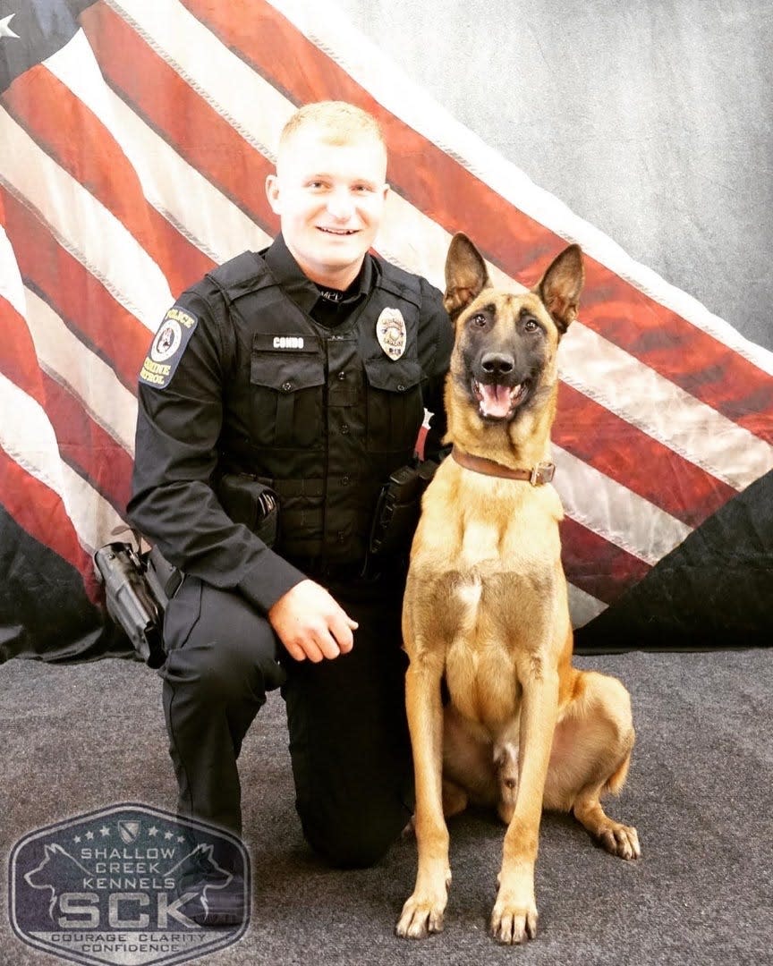 Ptl. Dalton Condo and Ryker, Martinsburg Police Department's new K-9 officer and dog.