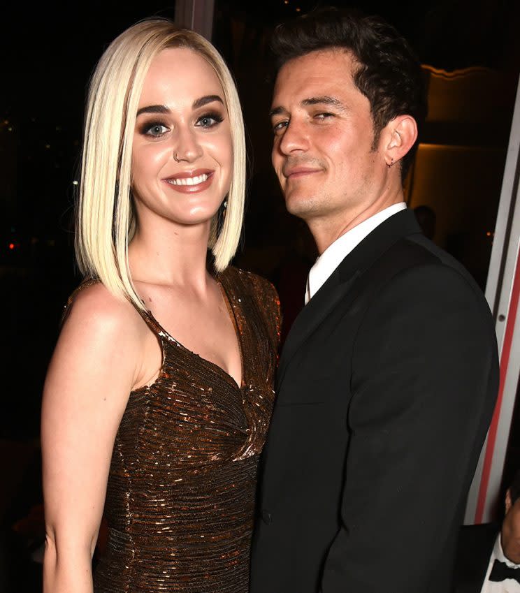 Katy Perry and actor Orlando Bloom attend the 2017 Vanity Fair Oscar Party.