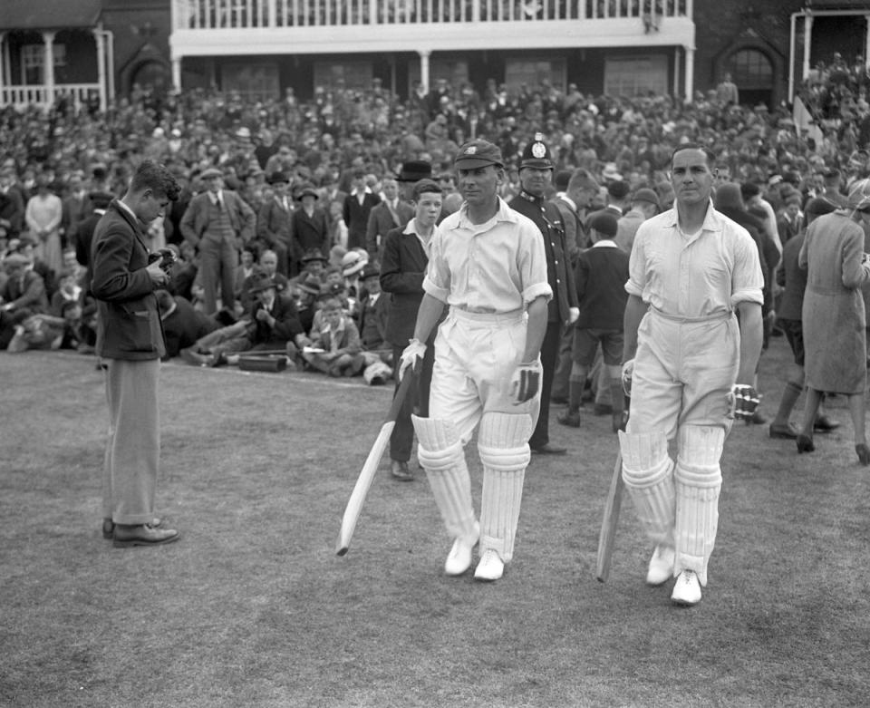 Herbert Sutcliffe (right) guided England to victory in the third Test at the MCG in 1928 (PA) (PA Archive)