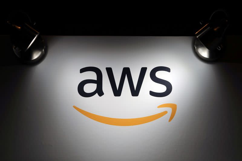 FILE PHOTO: The logo of Amazon Web Services (AWS) is seen during the 4th annual America Digital Latin American Congress of Business and Technology in Santiago