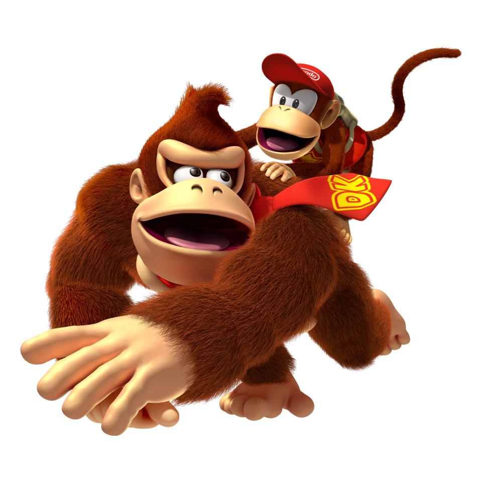 "Donkey Kong Country Returns 3D" DK and Diddy Kong designs.