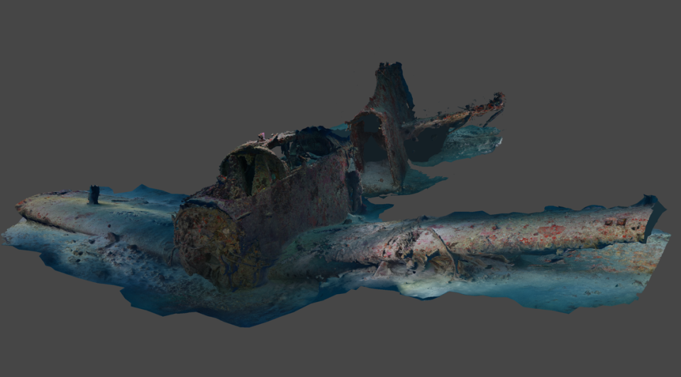 A ‘photogrammetry’ model was made using images divers captured of a two pieces of a sunken AD-5 Skyraider plane that crashed off the coast of Key Biscayne in 1957.